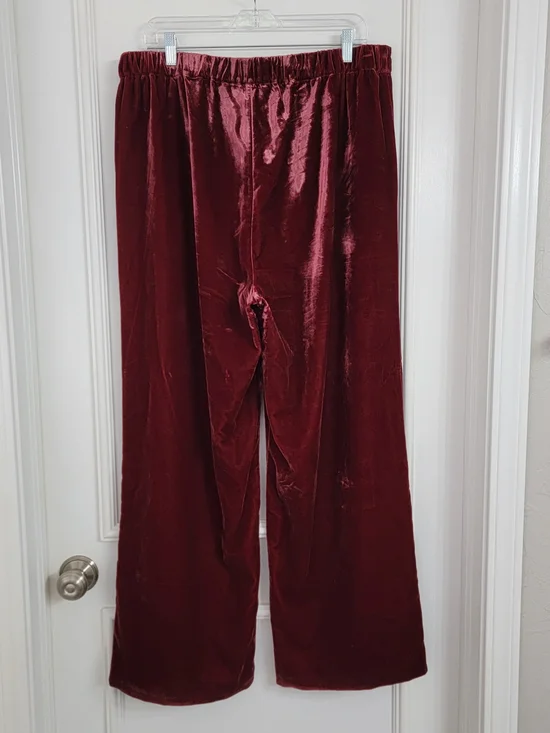 Soft Surroundings Aria Velvet Wide Leg Pants Pull On Burgundy Red Womens Sz- XL - Picture 5 of 10